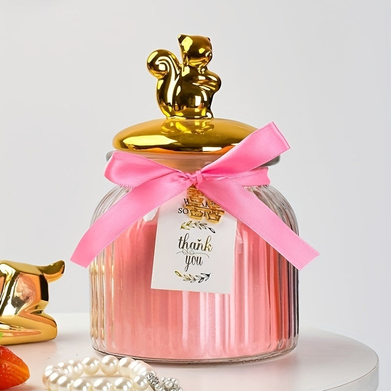 European Creative Ceramic Electroplated Decoration Kitchen Glass Jar With Gift Ring Jewelry Holder Receiving Candy Box Gift With Ribbon And Card