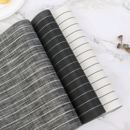 Black and white striped solid color household table mats Theme restaurant table mat waterproof and environmentally friendly PVC insulation placemat