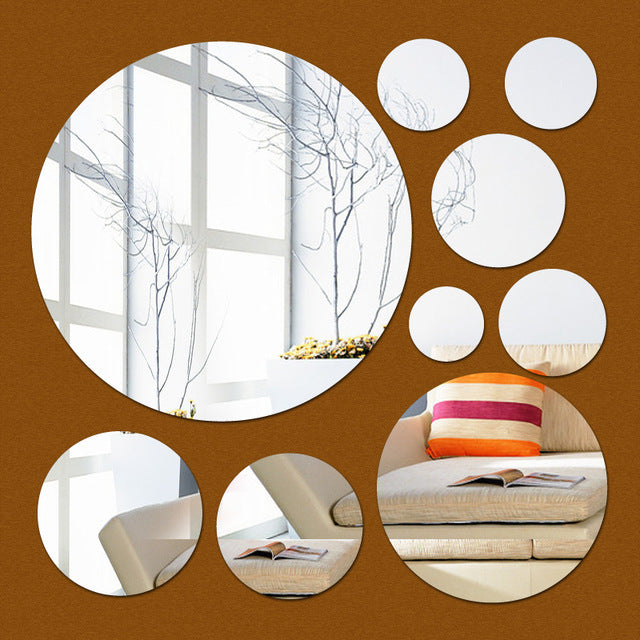 Acrylic 3D Home Decoration Mirror Wall Stickers TV Background Stereo DIY Round Stickers