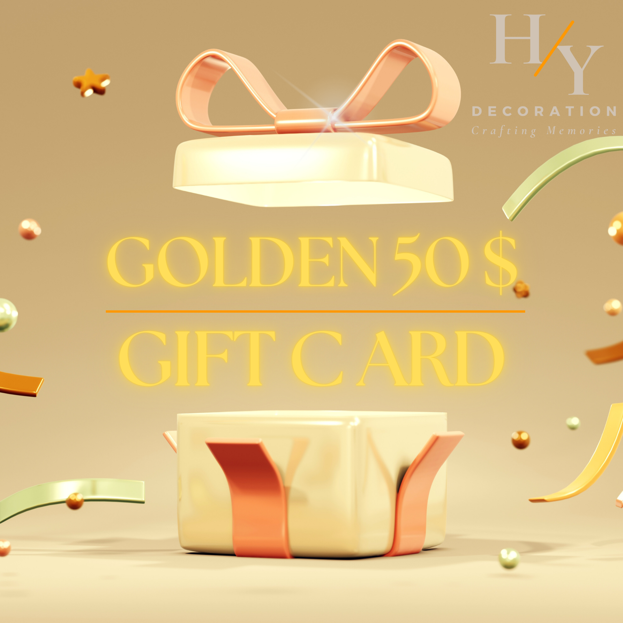 HY Decoration Golden Gift Card 50 $