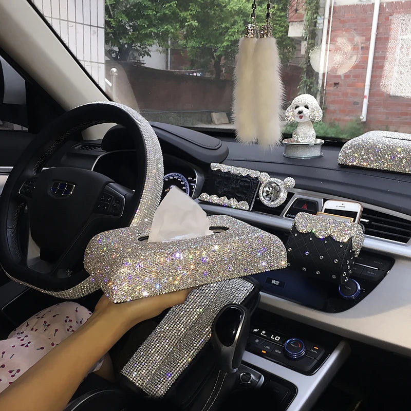 Creative Bling Crystal Diamond Car Ornaments Decoration Car Tissue