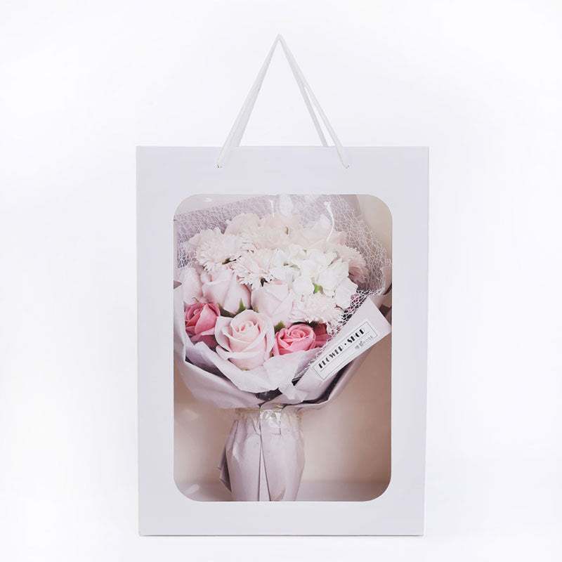 Open Window Transparent Bouquet Gift Bag Holiday Teacher's Day Gift Paper Bag Birthday Doll Gift Packaging Handbag