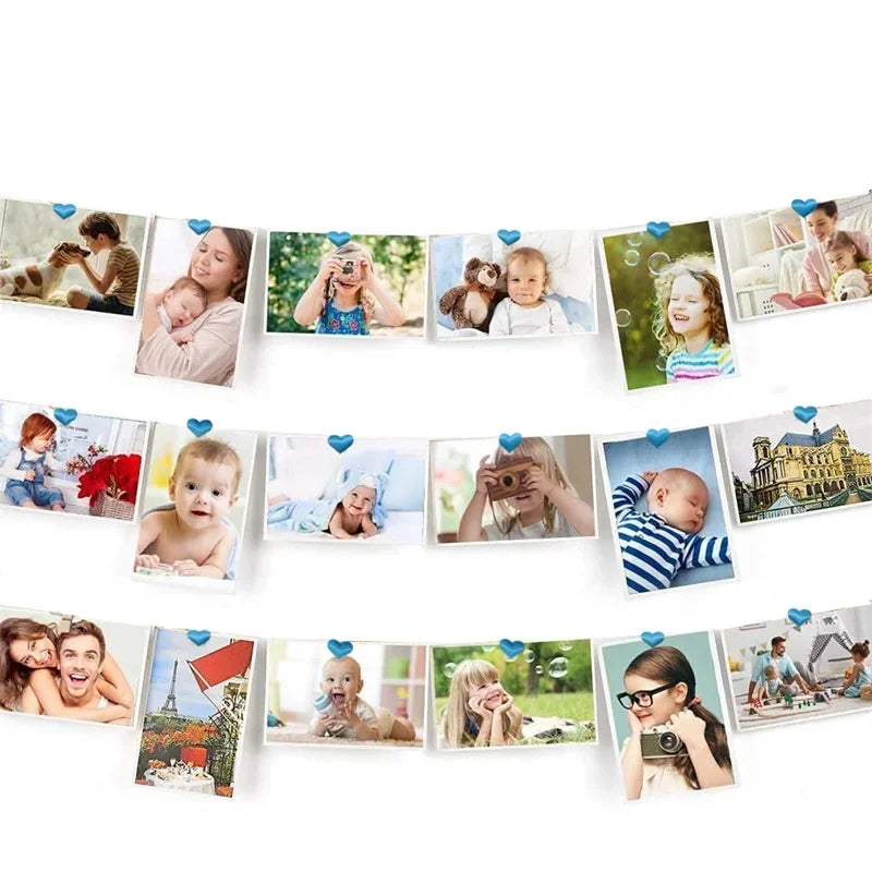 1.5M Magnetic Photo Rope Cable Wire with 8 Pcs Heart Magnets Postcard Hanging