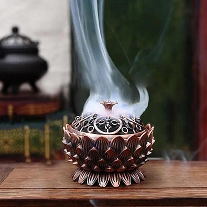 Retro Lotus Incense Holder Burner Charcoal Burning