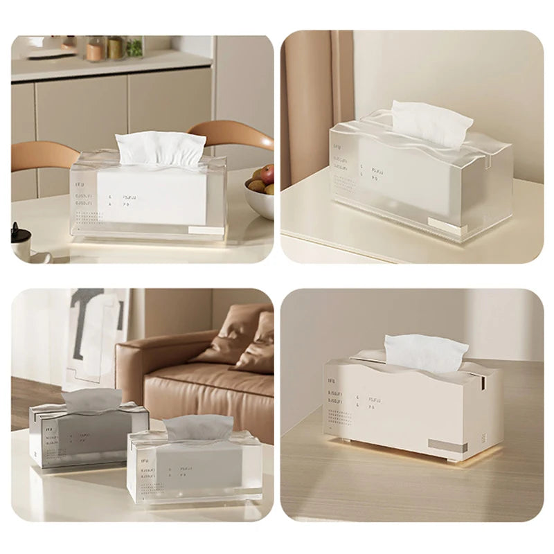 Desktop Tissue Box Creative Translucent Tissue Case with Spring Nordic