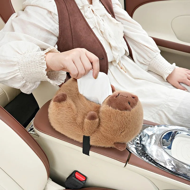 LULECI Idea Cute Plush Capybara Car Tissue Box Multi-purpose