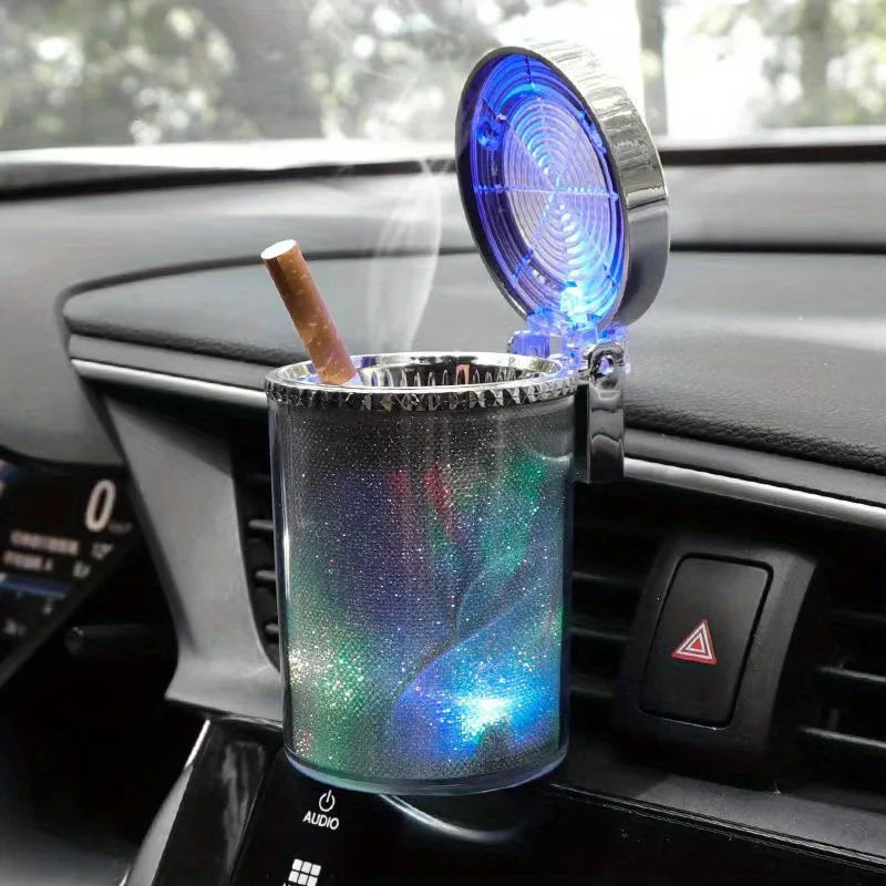 1PCS LED Lights Ashtray Creative Luminous Ash Tray With Cover