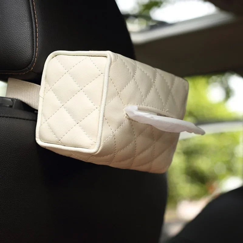 Universal Car Tissue Box Cover Sun Visor Chair Back Hanging Type PU Leather