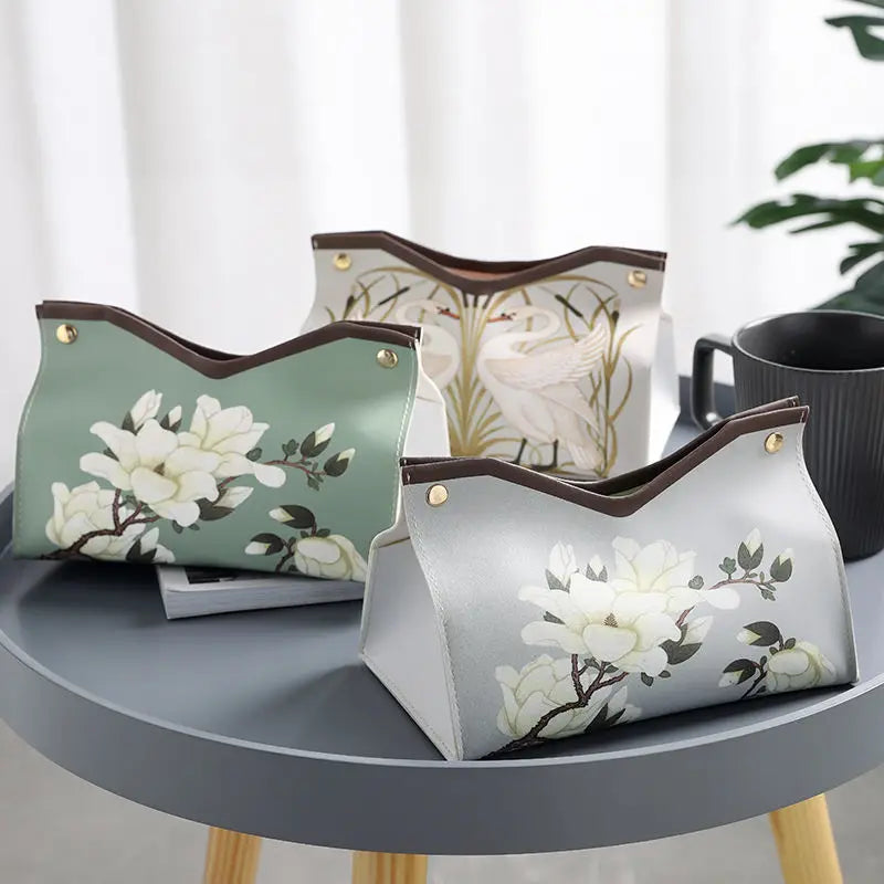 PU Leather Tissue Box for Home, Desktop Drawer,