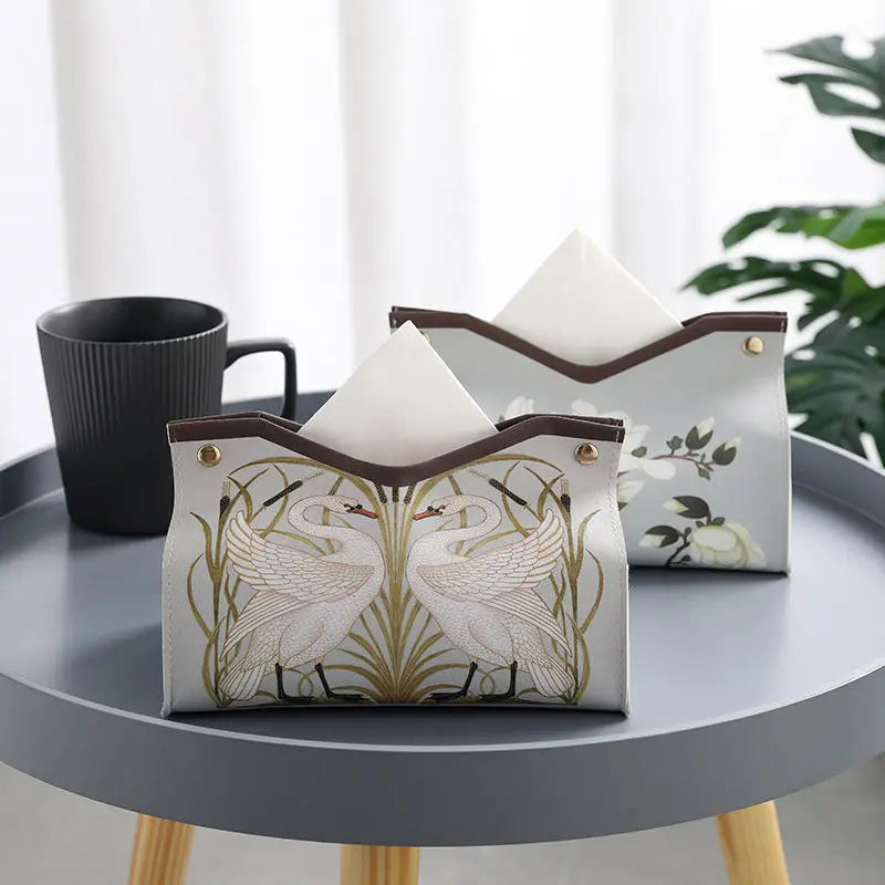 PU Leather Tissue Box for Home, Desktop Drawer,