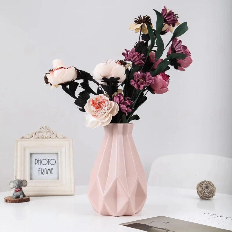 Plastic Vase Modern Flower Vase White Pink Plastic Vase Flower