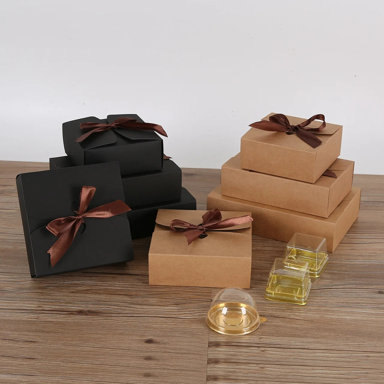 10pcs Kraft Paper Gift Boxes With Ribbon Package Candy Cake For Packaging