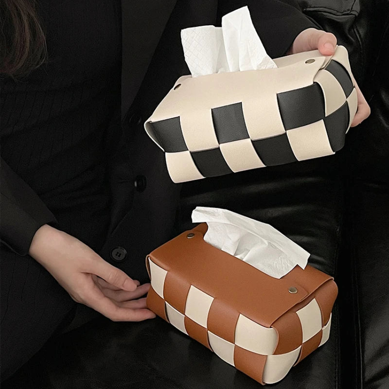 Checkerboard Woven Tissue Box