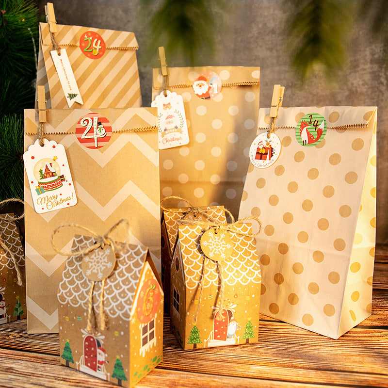 Christmas Kraft Paper Storage Gift Box 24 Sets