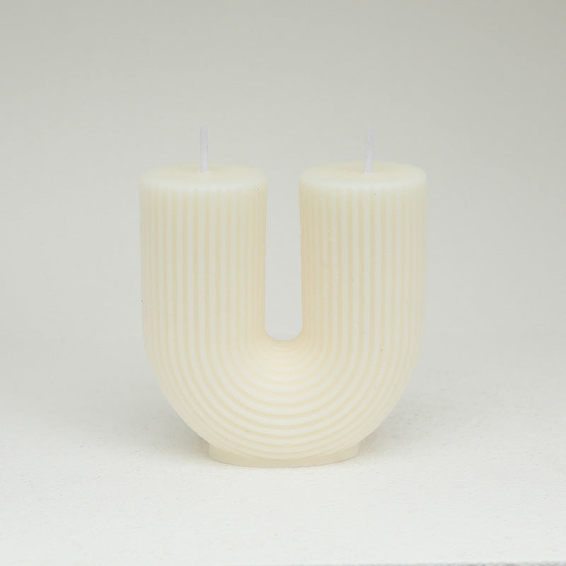 Striped Geometric U-shaped Scented Candle