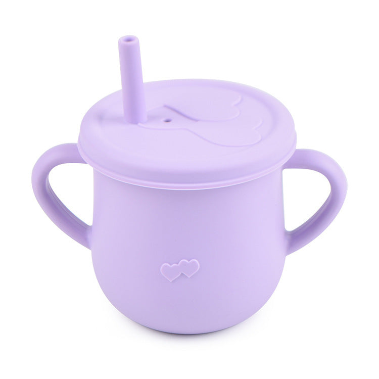 Children's Silicone Straw Drinking Cups Leakproof Baby Learning Drinking Cups Baby Training Straws Cups