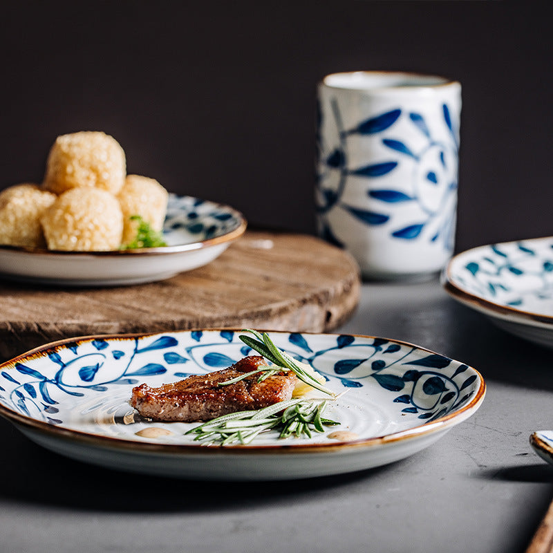 Creative Ceramic Plate Hot Dishes Irregular Ribbed Lotus