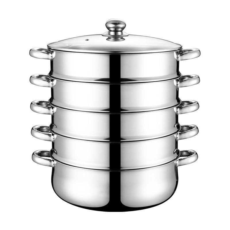 Deepen Stainless Steel Five-layer Cooking Pot With Large Capacity
