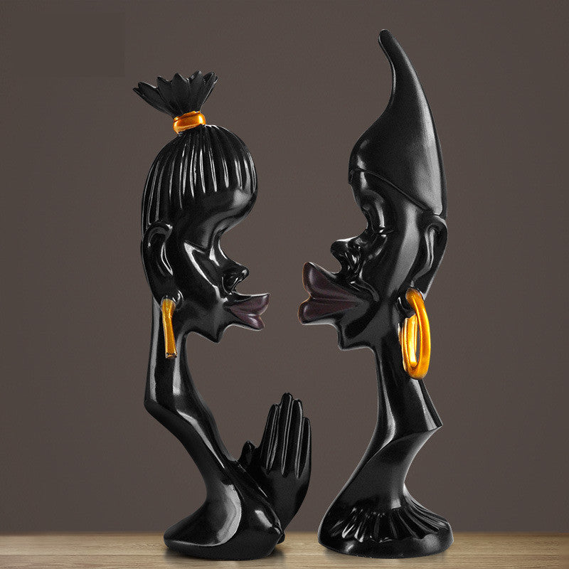 Black Couple Ornament Decoration Abstract Art Sculpture