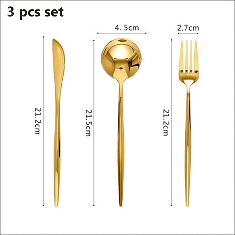 Gold-plated Western Cutlery Cutlery 304 Stainless Steel Cutlery Mirror Gloss