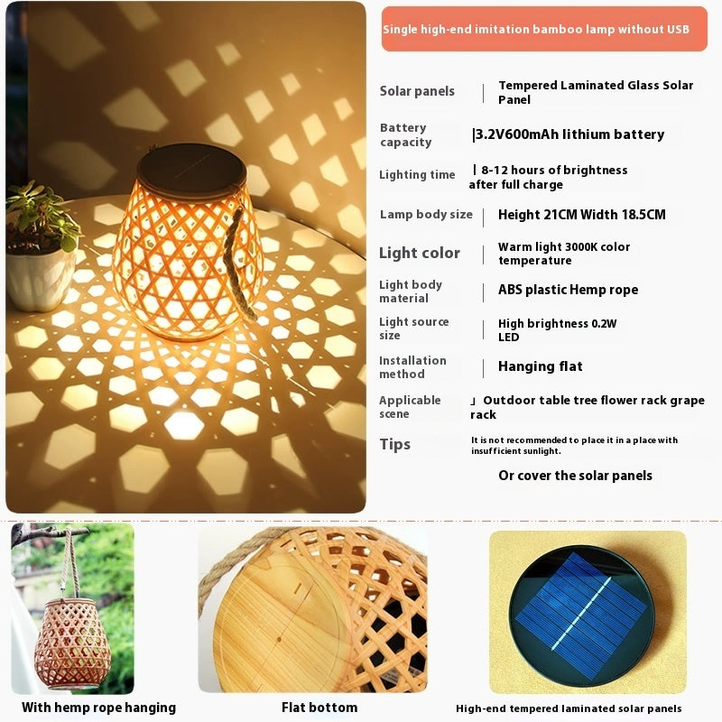 Solar Garden Lamp Rattan Floor Garden Ambience Light
