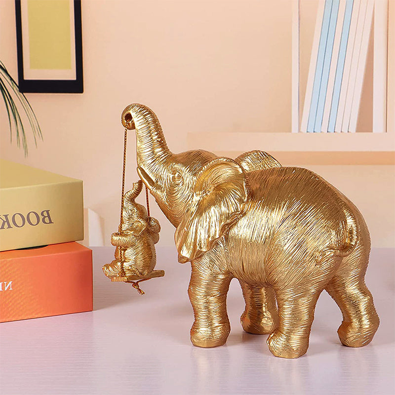Gold Elephant Cradle Ornament Resin Home Decorations